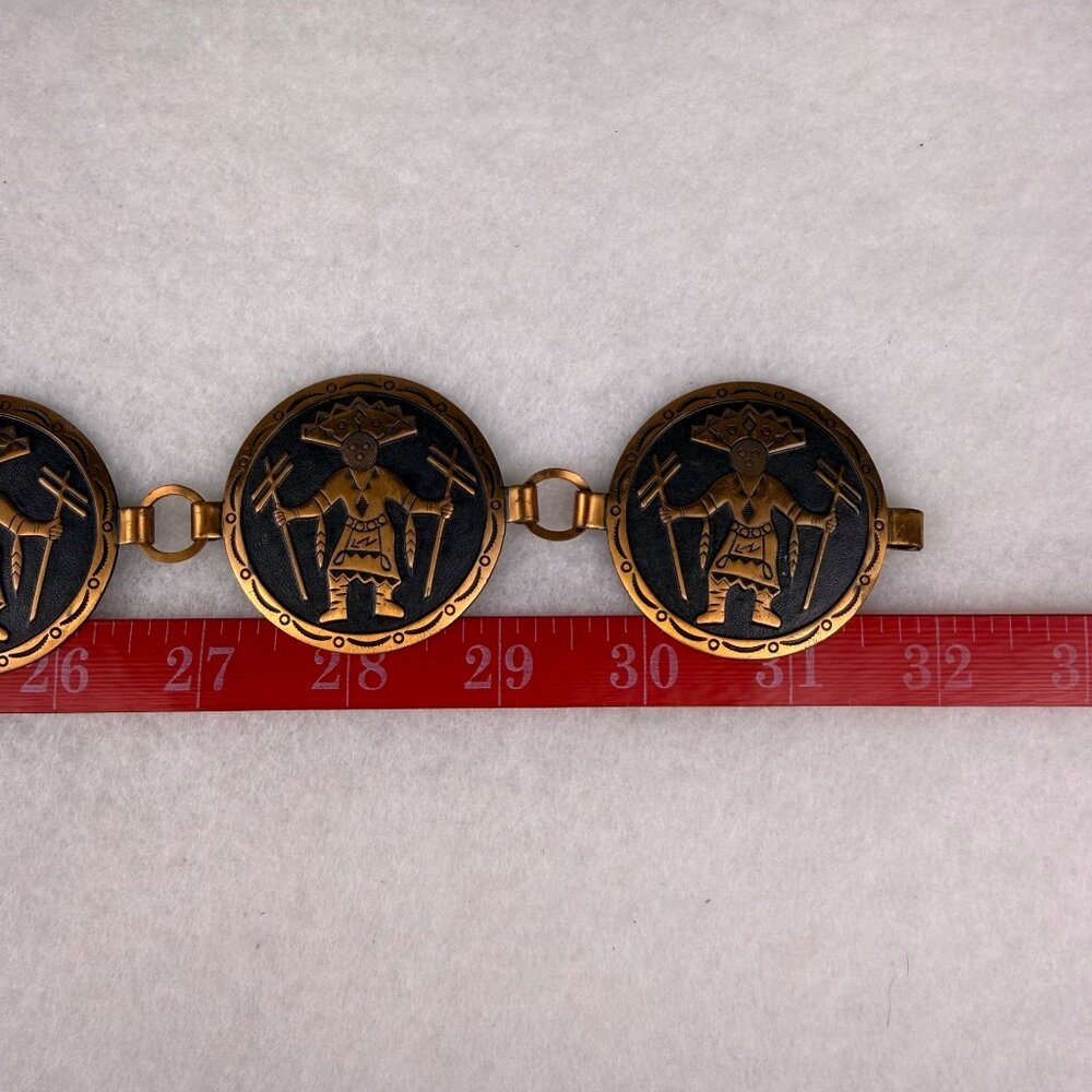 Handcrafted Copper Black Warrior Pattern Link Bel… - image 4